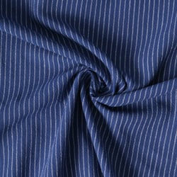 Tissu Polycoton Louis rayures Blanches 3 mm sur fond Bleu marine - Au mètre