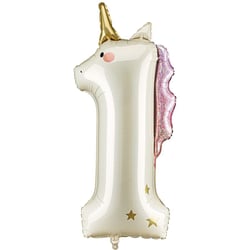 Ballon Aluminium Géant Licorne Chiffre 1 - 93 cm