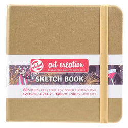 Carnet Croquis 12x12 cm - 80 feuilles - 140g - or blanc - Royal Talens