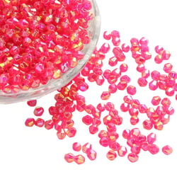 200 PERLES TOUPIES bicone a facettes Rose foncé avec reflets AB 6 mm Acrylique - creation bijoux
