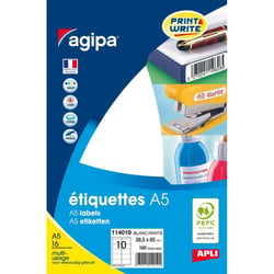 Apli 114019 - Etiquettes multi-usage blanches 38,50 x 65mm A5