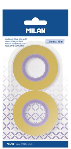 Blister 2 rubans adhésifs jaune transparent 12 mm x 33 m