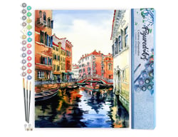 Peinture par Numéro Figured'Art - Aquarelle de Venise - Kit de Loisir Créatif DIY Numéro d'Art Complet - 40x50cm sans châssis en bois