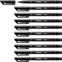 Lot de 10 feutres permanents pointe fine - STABILO - OHPen - Noir - 0,7 mm