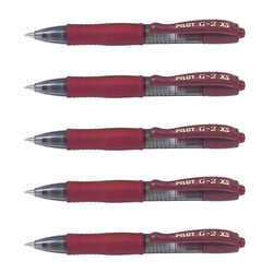 Lot de 5 mini stylos roller encre gel G2 XS7 PIXIE - Tracé 0,4 mm - Bordeaux