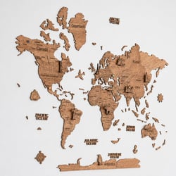 Carte du monde en bois 2d foncée s