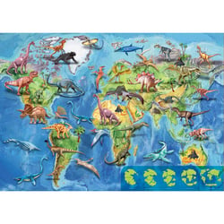 Puzzle carte du monde des dinosaures 150 pieces - collection mappemonde geographie prehistoire - educa - 18997