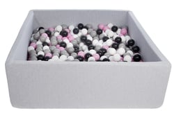 Piscine à balles pour enfant, 20x120 cm, Aire de jeu + 600 balles noir,blanc,rose clair,gris - Velinda