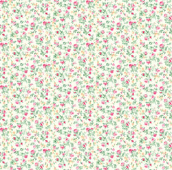 Tissu Coton imprimé Fleuris Aldo sur fond Ecru