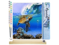 Peinture par Numéro Figured'Art - Tortue marine - Kit de Loisir Créatif DIY Numéro d'Art Complet - 40x50cm toile roulée + châssis en bois à monter