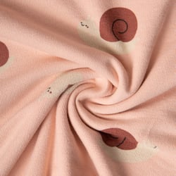 Tissu Maille Jersey Coton Lina escargots sur fond Rose nude
