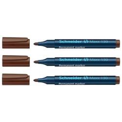 Lot de 3 marqueurs permanents pointe ogive 1-3 mm - SCHNEIDER - Maxx 130 - Brun