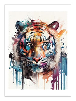 Affiche 30 x 40 cm - Watercolor Tiger - Chromatic fusion studio