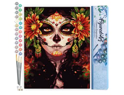 Peinture par Numéro Figured'Art - Visage et Fleurs - Kit de Loisir Créatif DIY Numéro d'Art Complet - 40x50cm sans châssis en bois