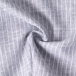 Tissu Polycoton aspect Lin rayé Bleu gris