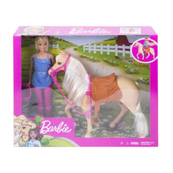 Coffret equitation barbie et son cheval - poupee cavaliere et animal - mattel - fxh13