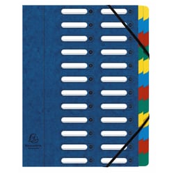 Trieur HARMONIKA® à fenêtres avec élastiques véritable carte lustrée 24 compartiments - Bleu - x 4 - Exacompta