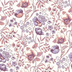 Tissu Popeline de Coton Eleonore Floral ornemental sur fond Ecru