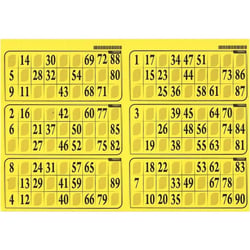 Plaque de 6 grilles de loto rigide 1mm jaune soleil - cartons loto - lotoquine