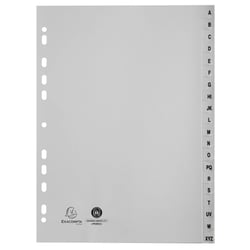 Intercalaires imprimés alphabétiques PP recyclé - AZ 20 positions - A4 - Gris - x 20 - Exacompta