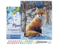 Peinture par Numéro Figured'Art avec Cadre - Renard dans la neige - Kit de Loisir Créatif DIY Numéro d'Art - 40x50cm toile tendue sur châssis