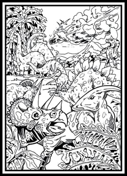 Tableau velours a colorier Triceratops météorite Sericolor