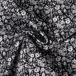 Tissu Coton imprimé Lutos Pia sur fond Noir