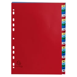 Intercalaires imprimés numériques PP couleurs 31 positions - A4 - Couleurs assorties - x 20 - Exacompta