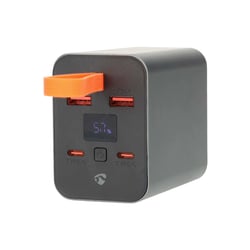Nedis PowerBank 30000 mAh 100W avec 2 Ports USB-C / 2 USB-A et Écran LED Intégré Noir / Orange