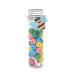 MégaCréa DIY - Tube perles en bois Abeille 0,9 à 1,6 cm 15 g