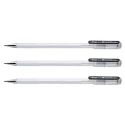 Lot de 3 stylos roller à encre gel Pentel Hybrid K108 blanc