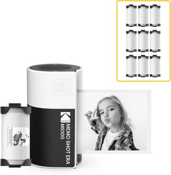 KODAK Memo Shot ERA MS100 Bundle - Imprimante Photo Autocollante + 9 Cartouches - Impression 2.7x1.8", Bluetooth, Compatible iOS/Android, Impression en 25s, Appli KODAK Memo Incluse - Blanc