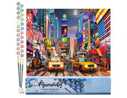 Peinture par Numéro Figured'Art - Nuit à Timesquare - Kit de Loisir Créatif DIY Numéro d'Art Complet - 40x50cm sans châssis en bois