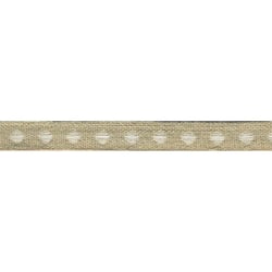 Bobine 25m galon marron Pois Blanc en lin 11mm