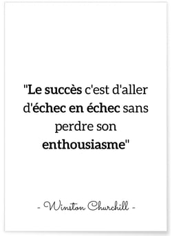 Affiche citation Winston Churchill 'Le succès c'est aller...' | A3 : 29,7x42cm