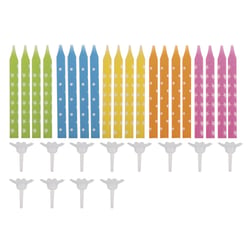 Bougies d'annivers.av.fixation,coul.ass., Colore, 6,4cm,20bougies,12fixat. 1 Set