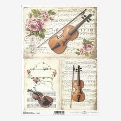 1 feuille de papier de riz 21 x 29,7 cm Itd Collection PARTITION ROSE VIOLON 374