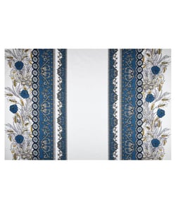 Tissu coton nappe placé de 160 cm de largeur montmirailpetrole vendu par 50 cm