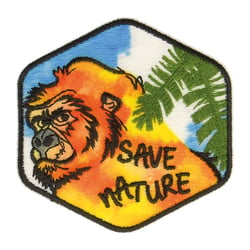Lot de 3 écussons thermocollants sauvez la nature gorille 5.5x5.5cm