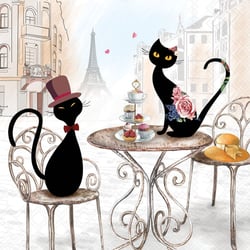 Lot de 4 serviettes en papier découpage collage 33 cm CHATS A PARIS A 4002