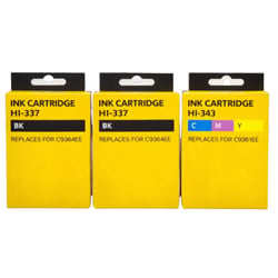 Cartouches Compatibles HP 337 343 Imprimantes Deskjet 6940 à 6983 & OfficeJet 6304 à 6318 & PhotoSmart 2571 à 8053 & PSC 4180