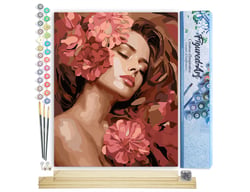 Peinture par Numéro Figured'Art - La Belle endormie aux camélias - Kit de Loisir Créatif DIY Numéro d'Art Complet - 40x50cm toile roulée + châssis en bois à monter