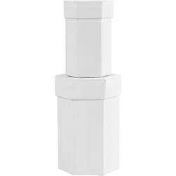 Boîtes hexagonales, H : 7+9 cm, dim. 4,5+6 cm, blanc, 2 pièces/ 1 set