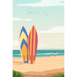Tableau sur toile illustration plage de Biarritz 30x45 cm