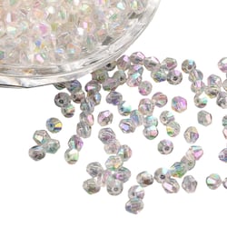 200 PERLES TOUPIES bicone a facettes Acrylique Transparent avec reflets AB 6 mm - creation bijoux