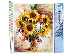 Peinture par Numéro Figured'Art - Jolis Tournesols - Kit de Loisir Créatif DIY Numéro d'Art Complet - 40x50cm sans châssis en bois