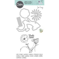 Gabarit de découpe pour machine Sizzix - Lot de 4 matrices Framelits avec tampons Thankful Bicycle