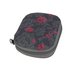 Pochette à couture 14cmx9cm imprimé romantique gris roses rouges