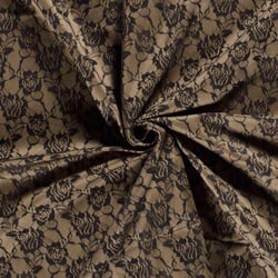 Tissu Jersey Milano Lace Fleuris sur fond Camel
