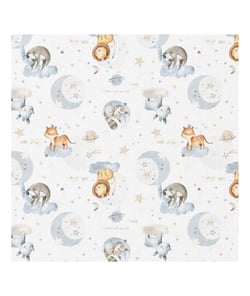 Tissu coton enfant numérique animaux dormeurs de 150 cm de largeur 0001 Blanc vendu par 50 cm